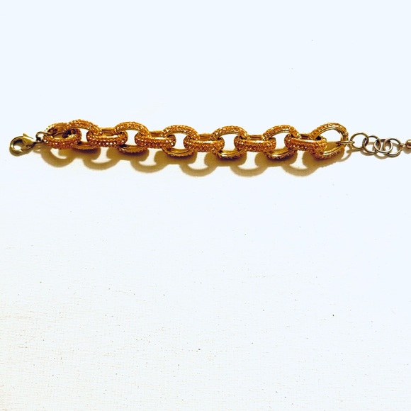 Gold And Silver Chunky Chain Link With Pave’ Pattern Bracelet - Picture 2 of 4